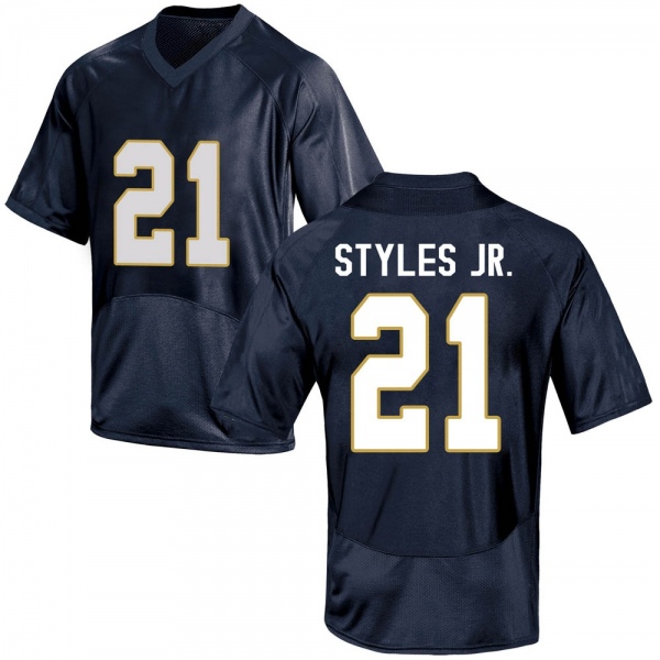 Lorenzo Styles Jr. Notre Dame Fighting Irish NCAA Men's #21 Navy Blue Replica College Stitched Football Jersey PHM6855KN